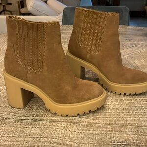 Dolce Vita Tan Suede Platform Ankle Boots Tan Suede